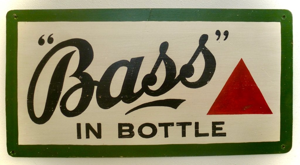 Handgeschilderd Engels pub bord / Bass Beer / bier / Ale, Ophalen of Verzenden, Zo goed als nieuw, Reclamebord, Plaat of Schild