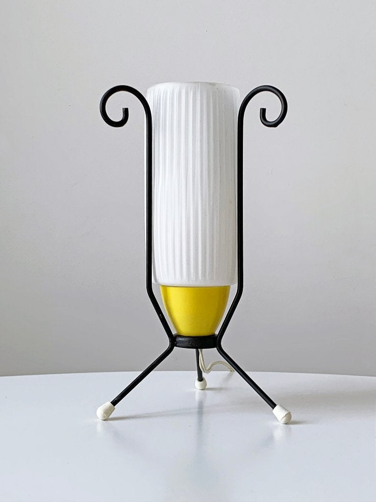 Vintage tafellamp schemerlamp tripod Pilastro design retro, Gebruikt, Vintage, 24 cm, E14 (klein)