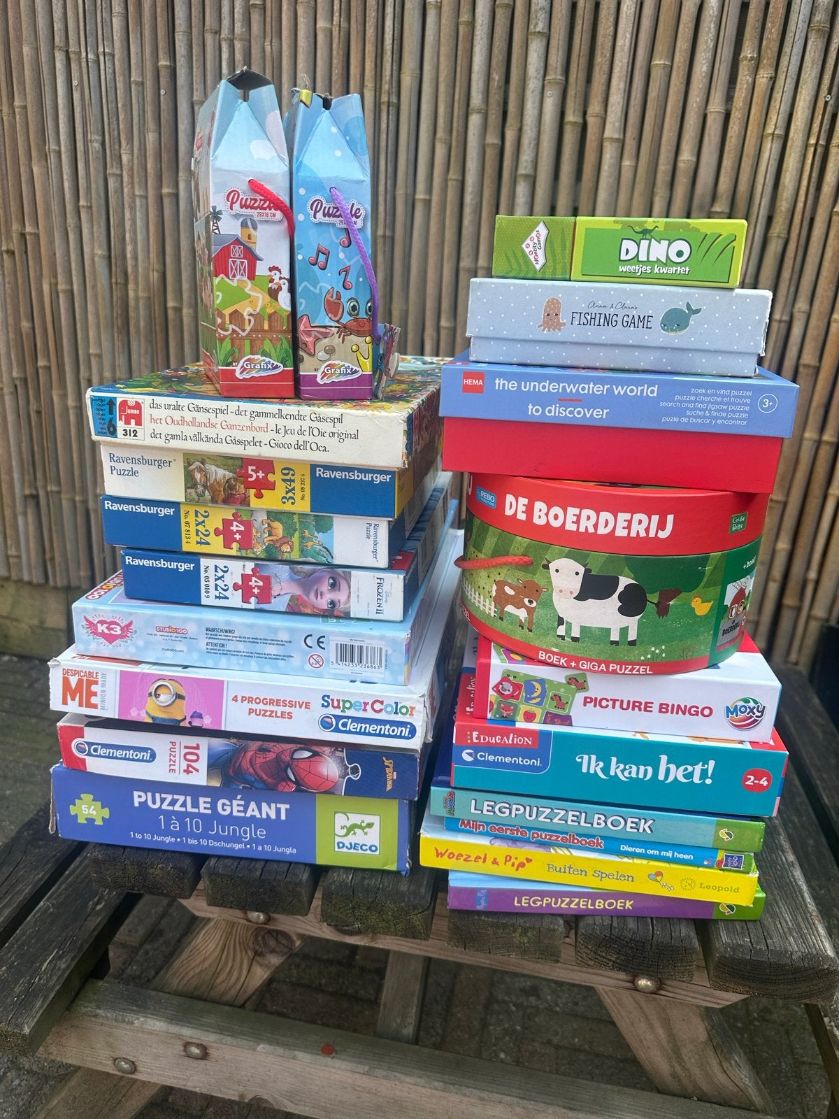 Groot pakket spelletjes en puzzels voor kinderen 2-8 jaar, Ophalen of Verzenden, Gebruikt