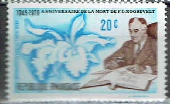Rwanda 1970 Herdenking Roosevelt  bloemen, Verzenden, Postfris, Overige thema's