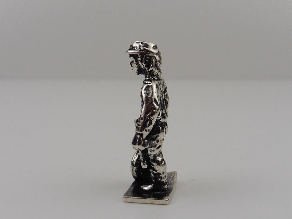 Zilveren miniatuur (banden)monteur                      Z208, Ophalen of Verzenden, Zilver