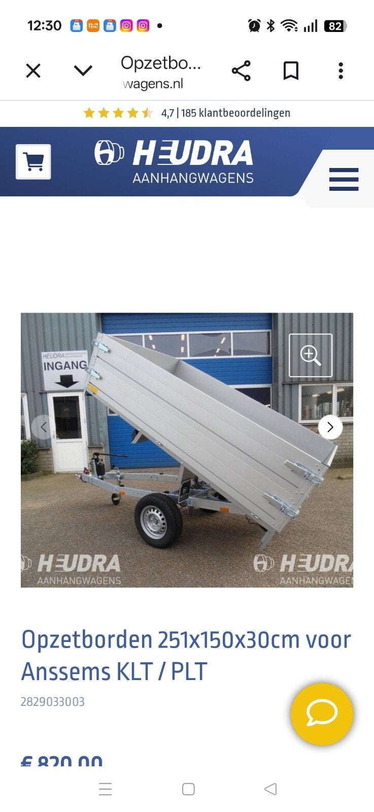 gezocht Opzetborden 251x150x30cm voor Anssems KLT/PLT, Ophalen, Gebruikt