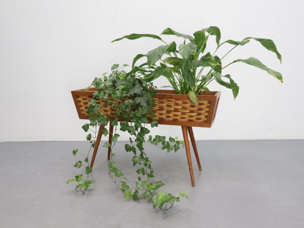 Vintage plantenbak | Deens | Hout | Rotan, Gebruikt, ., Ophalen of Verzenden, 60 tot 100 cm