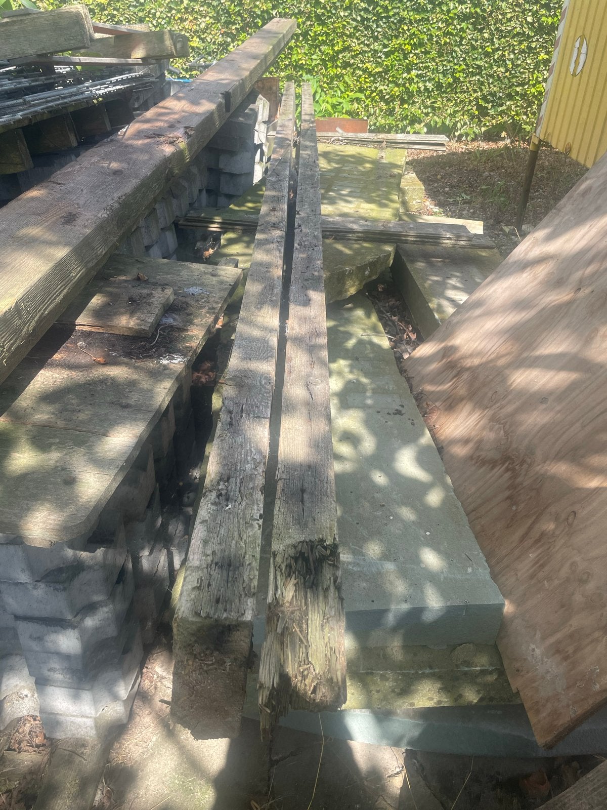 4 gebruikte balken, 7,50m en 5,20m lang, Ophalen, Gebruikt