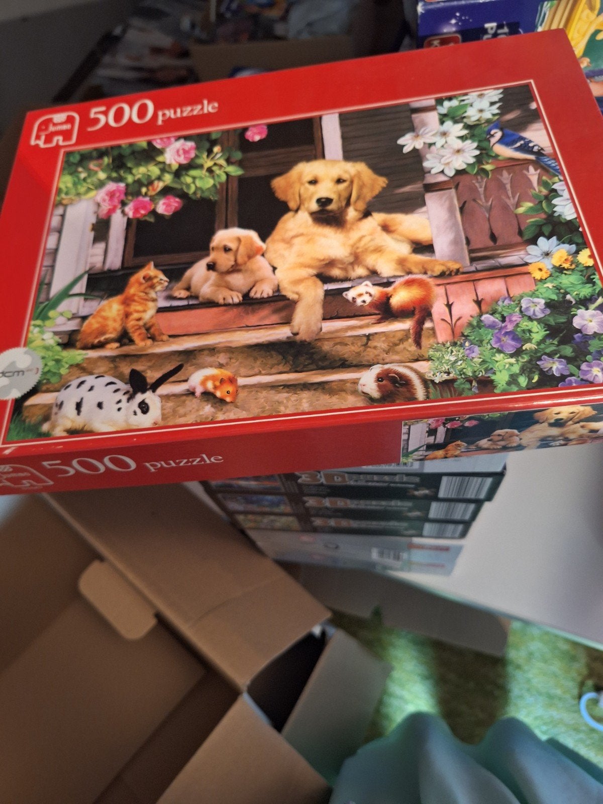 Honden puzzel.met dieren 1x gemaakt, Ophalen, 500 t/m 1500 stukjes, Zo goed als nieuw, Legpuzzel