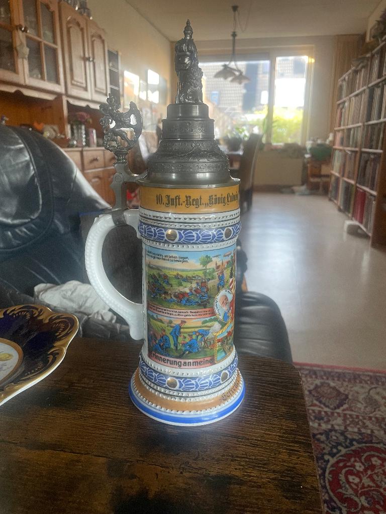 Vintage Duitse porseleinen bierpul, Antiek en Kunst, Ophalen