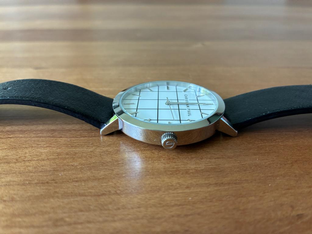 Australisch horloge type Zwitsers stationsklok zwart-wit, Overige merken, Leer, Staal, Polshorloge