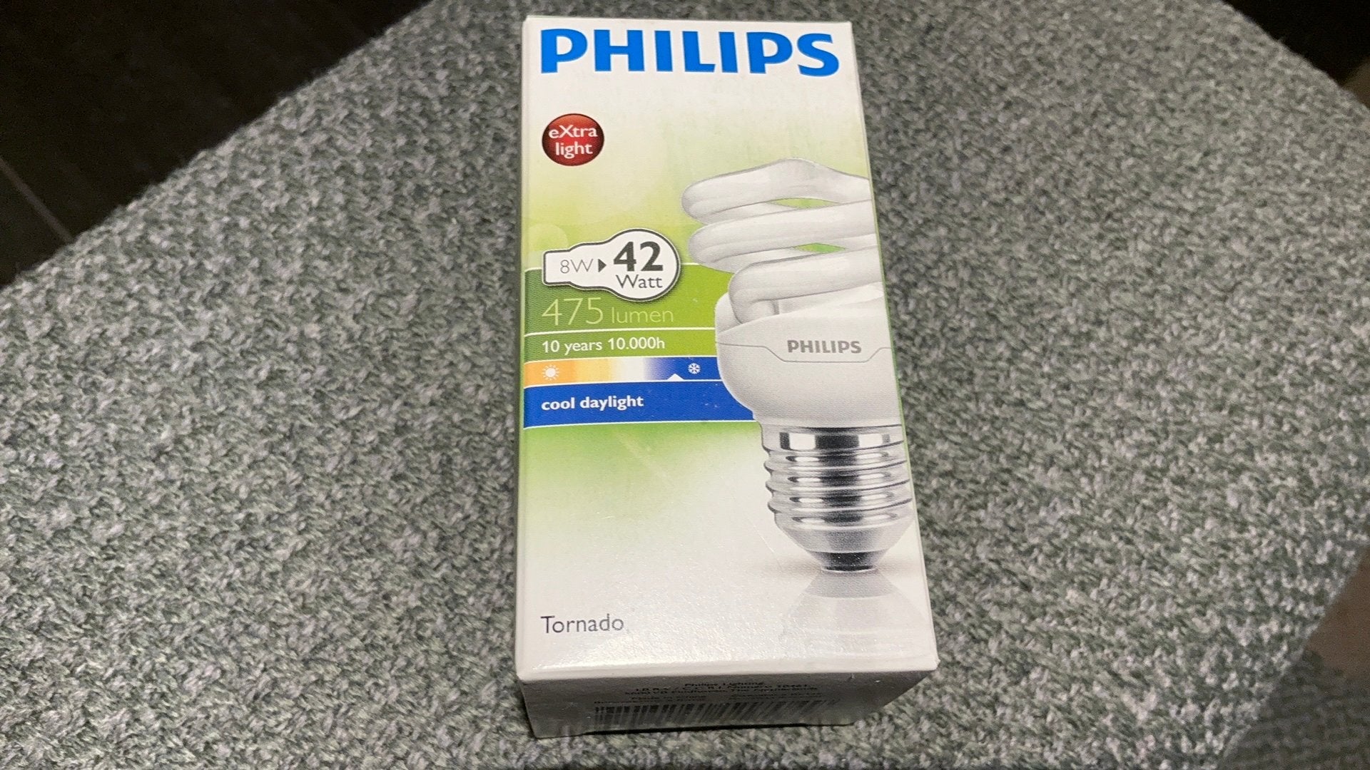 Philips Tornado 8 watt equivalent 42 watt E 27 cool daylight, Nieuw, Spaarlamp, Daglicht, Philips