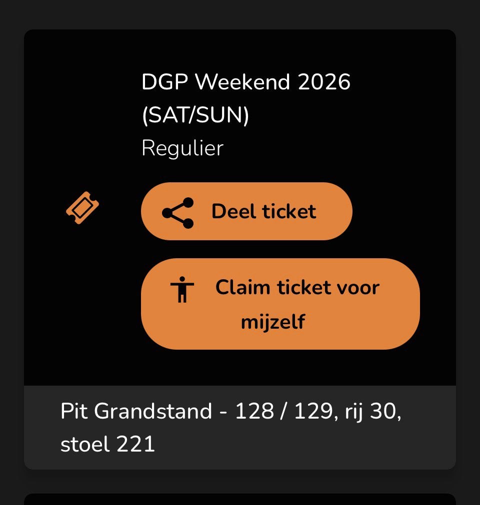 1 kaart Sat/Sun Pitstraat Zandvoort F1 te koop, Eén persoon