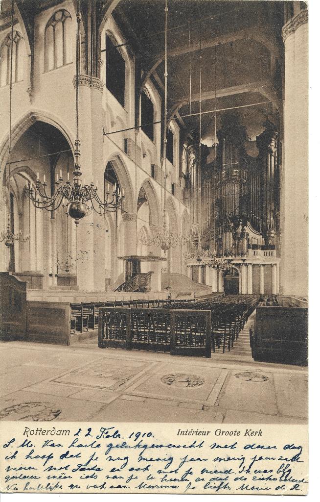 Rotterdam Laurenskerk interieur orgel, Ophalen of Verzenden, Voor 1920, Gelopen, Zuid-Holland