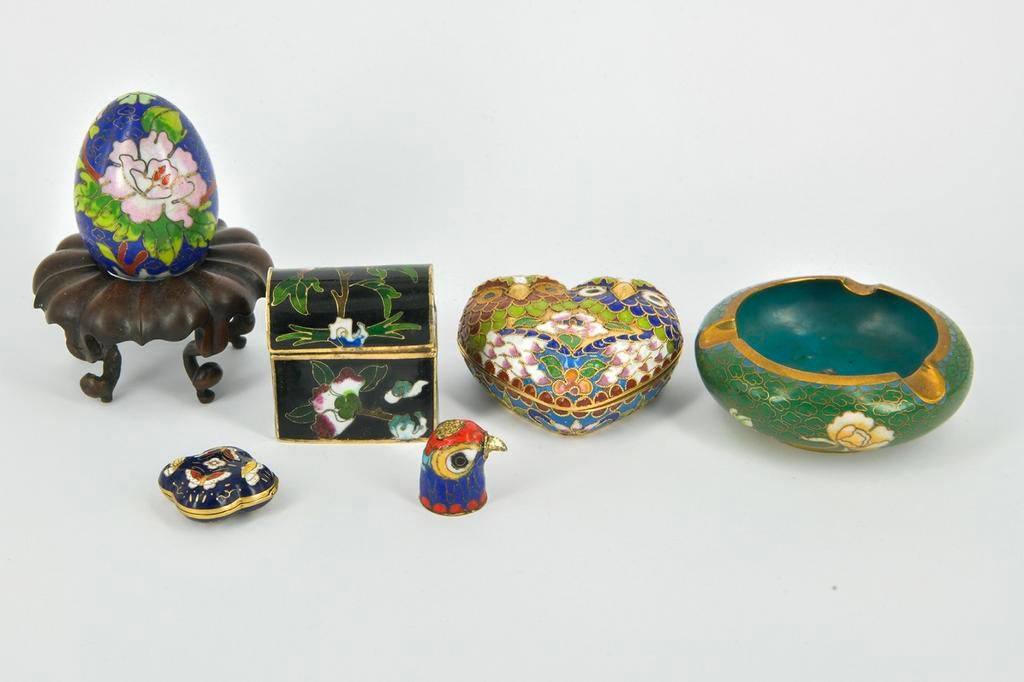 6 STUKS CLOISONNE, Ophalen of Verzenden