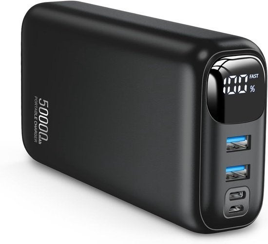 Powerbank 50.000 mAh – snelladen 22,5 W – LED-display