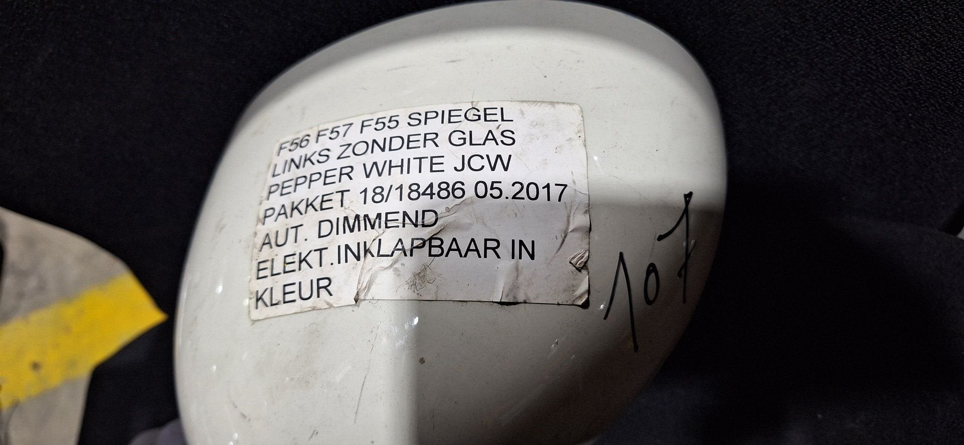 MINI F55/F56/F57 linker buitenspiegel Pepper White JCW (2017, Gebruikt, -, -, Ophalen of Verzenden