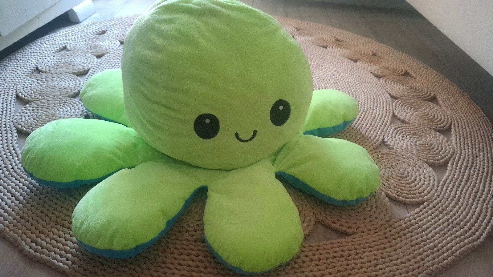XXL Mood Octopus (60 cm) - Omkeerbare Emotieknuffel, Kinderen en Baby's, Speelgoed | Knuffels en Pluche, Groen, Overige typen