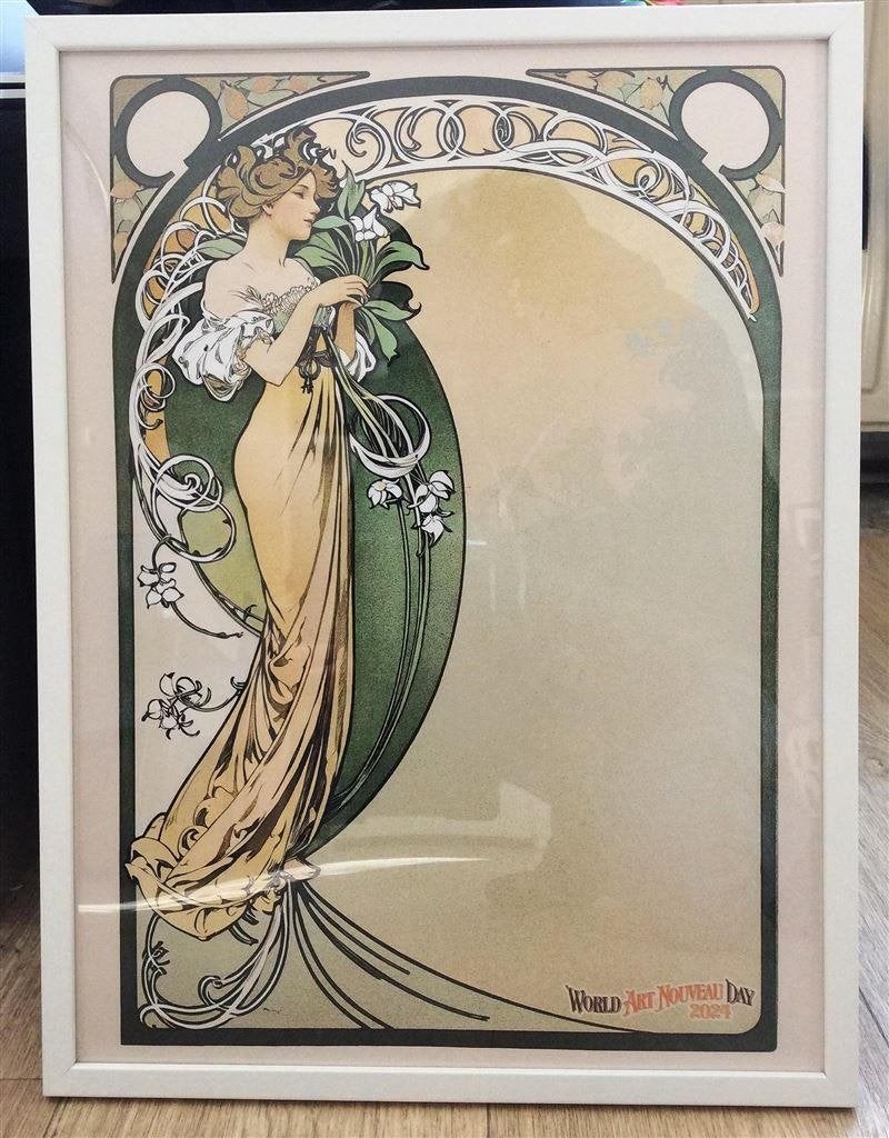 Uniek Alphonse Mucha Wereld Art Nouveau dag litho Poster 202, Verzamelen, Verzenden, Nieuw, A1 t/m A3, Film en Tv