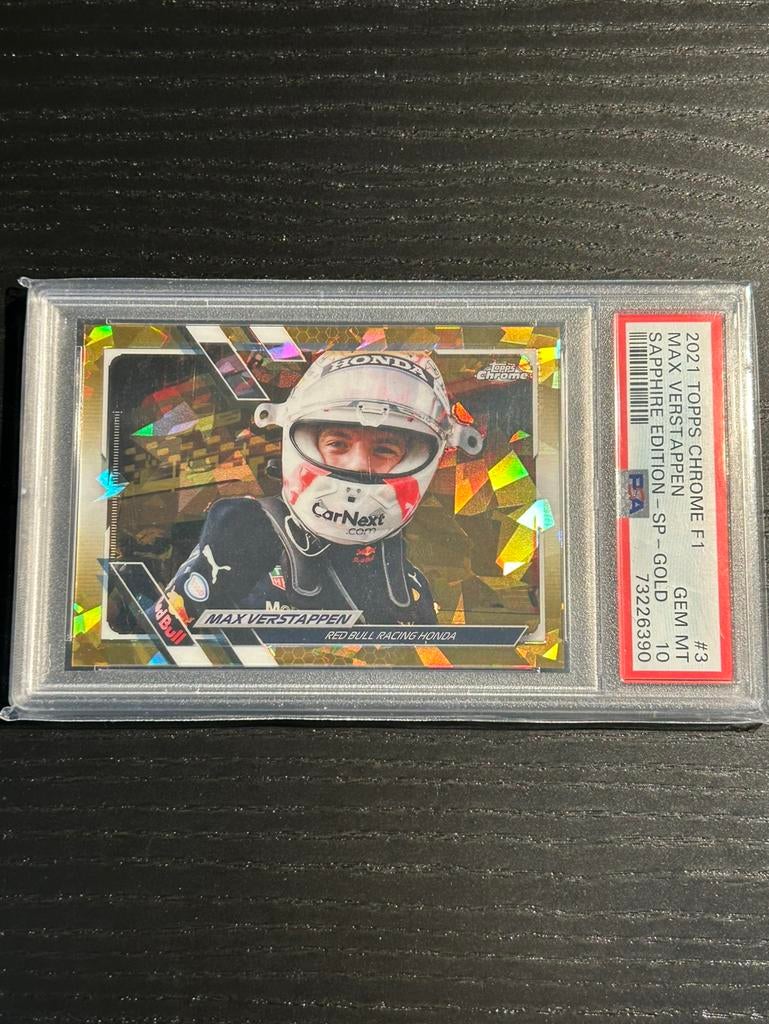 Max Verstappen Topps Chrome F1 Sapphire Edition Gold PSA 10, Ophalen of Verzenden, Nieuw, Formule 1