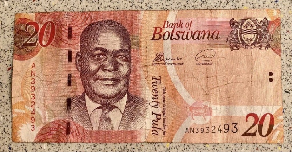 Twenty / 20 Pula Botswana, Verzenden, Overige landen, Los biljet