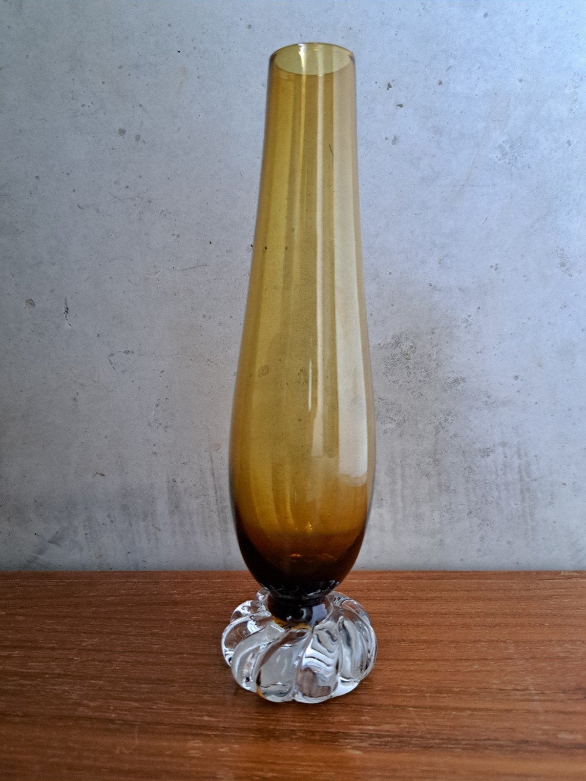 Vintage amberkleurige knopvaas Aseda Sweden jare 60, Antiek en Kunst, Ophalen of Verzenden