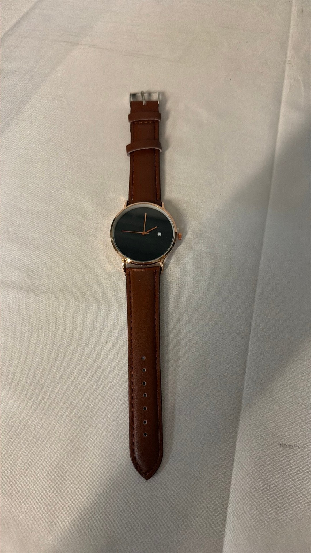 Dames pols horloge zwarte wijzerplaat rose goud behuizing, Ophalen of Verzenden, Zo goed als nieuw, Leer, Overige merken