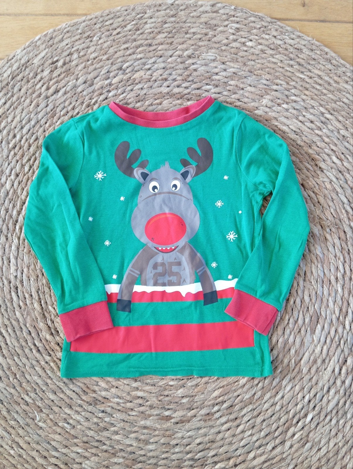 H&M Kerst Pyjama Shirt Eland - Maat 110/116, Nacht- of Onderkleding, Gebruikt, H&M, Ophalen of Verzenden
