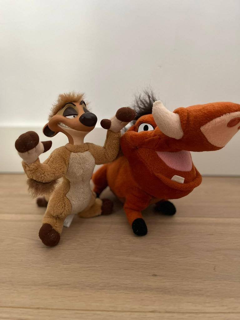 Pluche Disney Timo en Pumbaa, Ophalen of Verzenden, Leeuwenkoning of Jungle Boek, Gebruikt, Knuffel