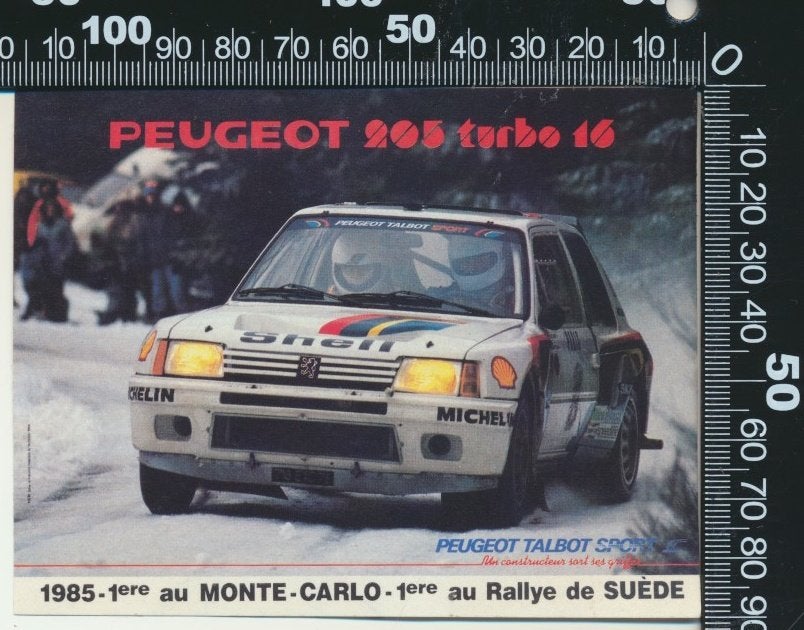 Sticker: Peugeot - 205 Turbo 16 - Monte Carlo 1985, Ophalen of Verzenden, Zo goed als nieuw, Bedrijf of Vereniging