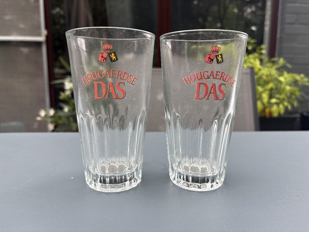 2 Stuks  Vintage bierglas van Hougaerdse Das, Verzamelen, Biermerken, Ophalen of Verzenden, Zo goed als nieuw, Glas of Glazen