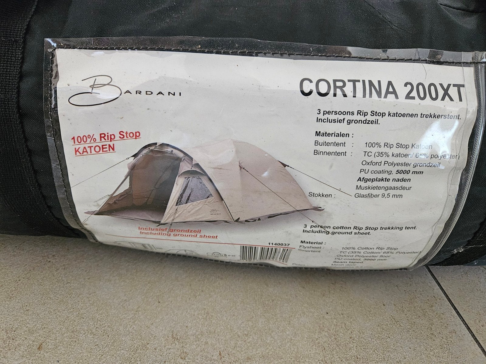 Bardani Cortina 200XT 3-pers - een keer gebruikt, Caravans en Kamperen, Tenten, Ophalen of Verzenden, Zo goed als nieuw