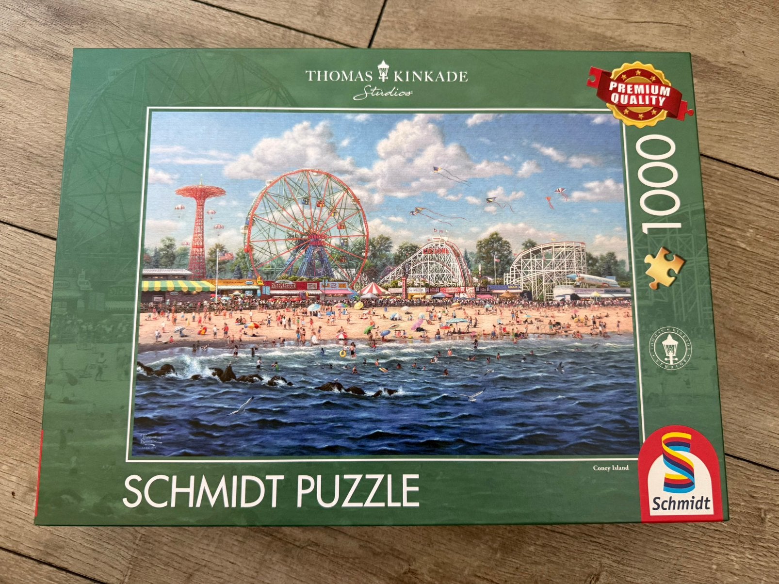 Schmidt Puzzel Thomas Kinkade Coney Island 1000 Stukjes, Ophalen of Verzenden, 500 t/m 1500 stukjes, Zo goed als nieuw