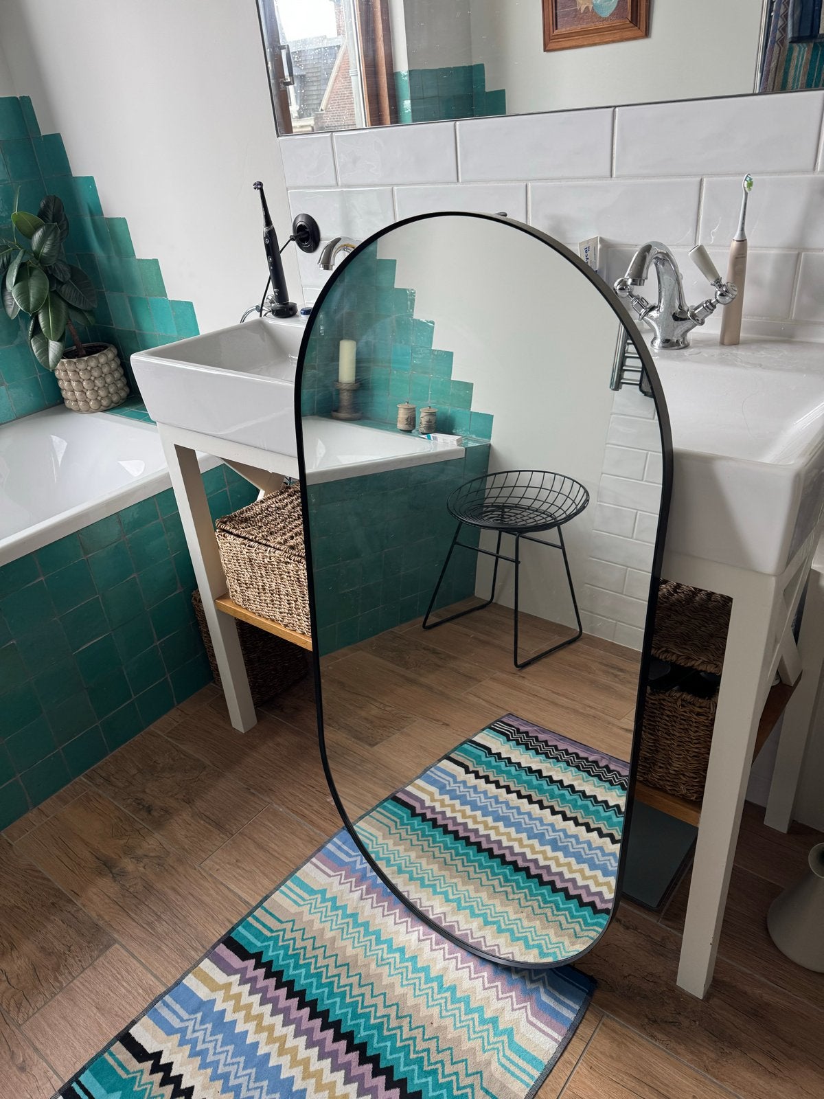 IKEA Lindbyn spiegel 60x120 ZGAN, Ophalen, 100 tot 150 cm, Zo goed als nieuw, Ovaal