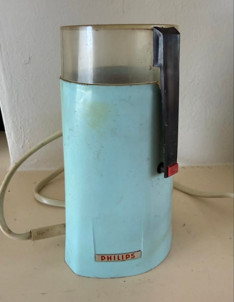 Vintage Philips Koffiemolen - Lichtblauw Retro Design, Ophalen of Verzenden, Gebruikt, Overige modellen, Koffiebonen