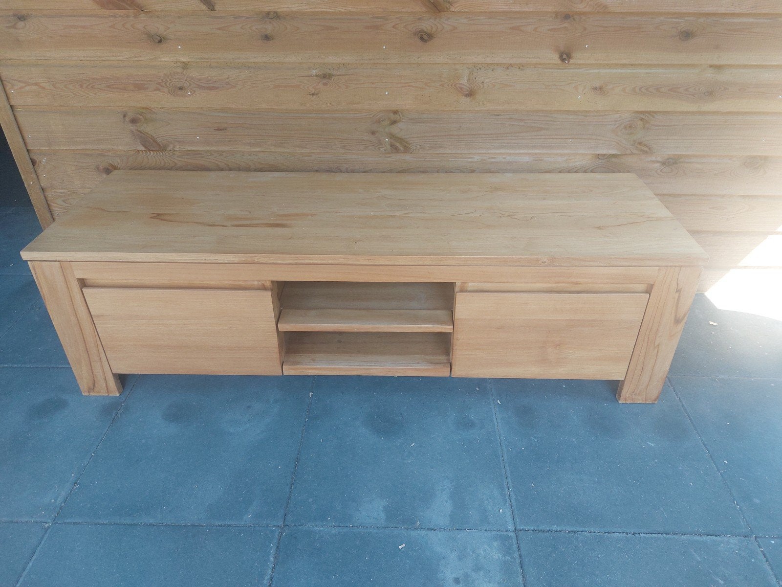 Teakhouten Tv meubel, Huis en Inrichting, Kasten | Televisiemeubels, Ophalen, 25 tot 50 cm, Minder dan 100 cm
