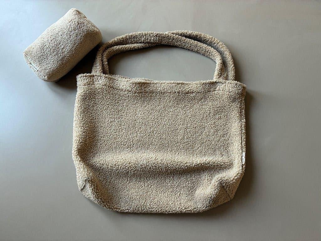 Studio Noos Ecru Teddy Mom Bag en etui, Ophalen, Zo goed als nieuw, Beige, Shopper