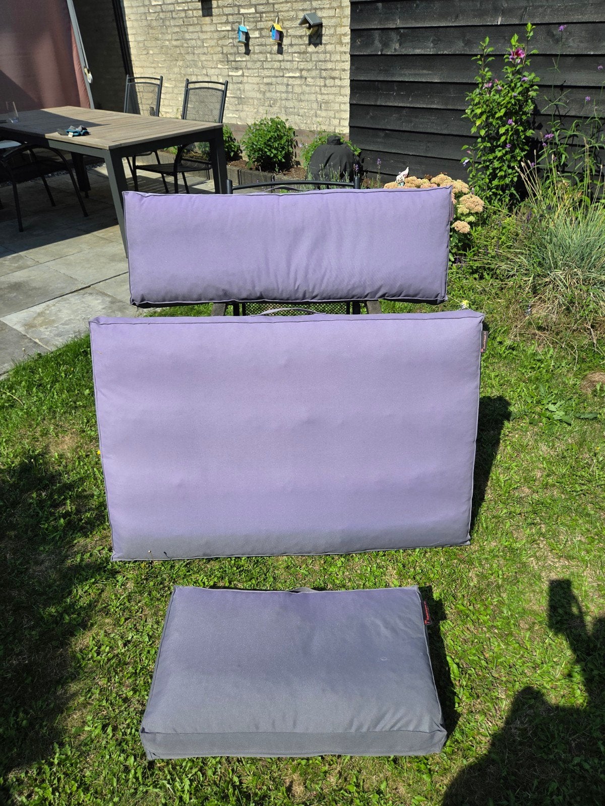 Redzipper 7 tuinkussens grijs/paars pallet, Ophalen, Gebruikt