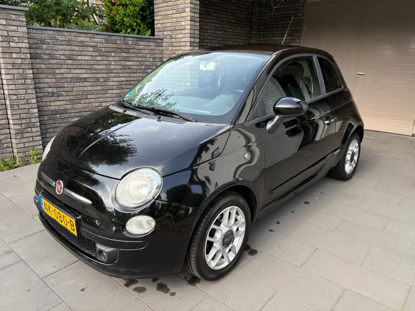Fiat 500 1.2 C 2009 Zwart goed onderhouden, Auto's, Voorwielaandrijving, 1242 cc, 4 cilinders, 840 kg