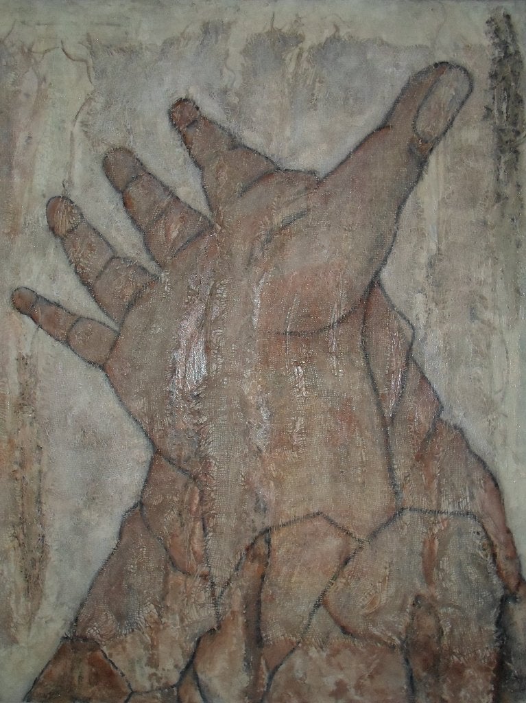 schilderij Hand 100x120cm, Ophalen of Verzenden