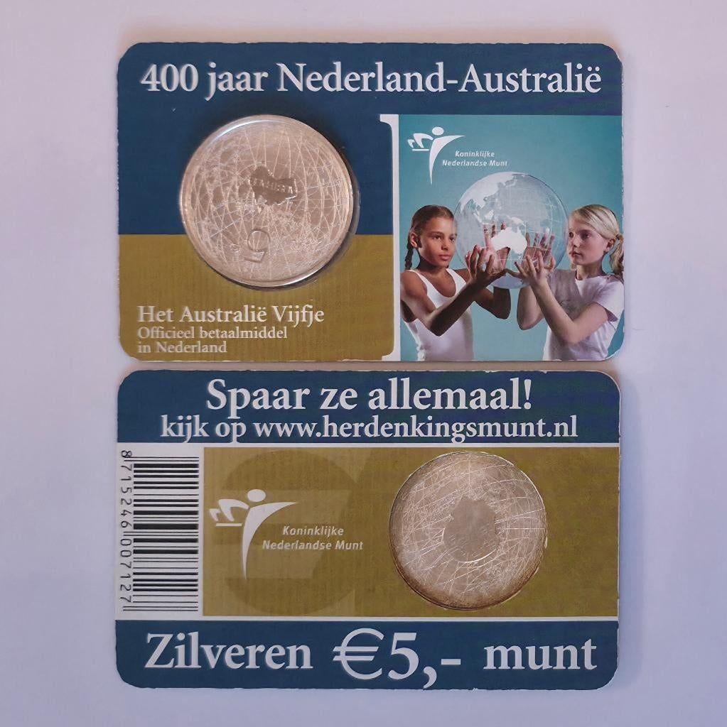 Zilveren Nederland Australië Vijfje, Zilver, Ophalen of Verzenden, Losse munt, 5 gulden