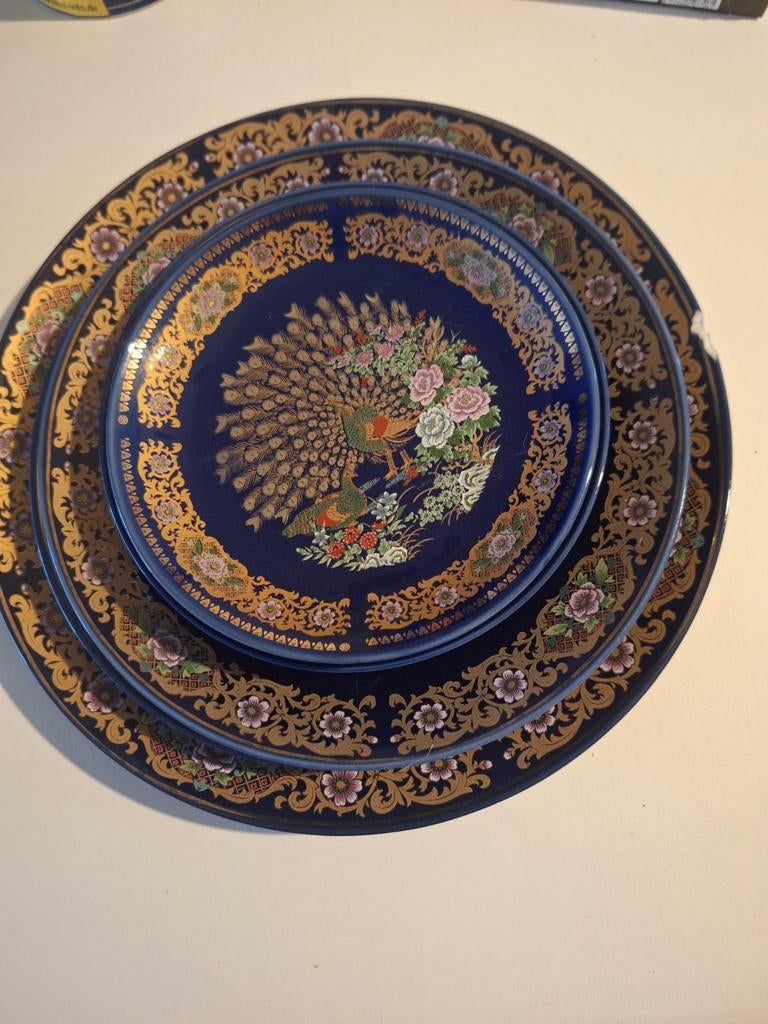 Chinees servies met pauwenmotief - borden en lepels, Antiek en Kunst, Ophalen of Verzenden