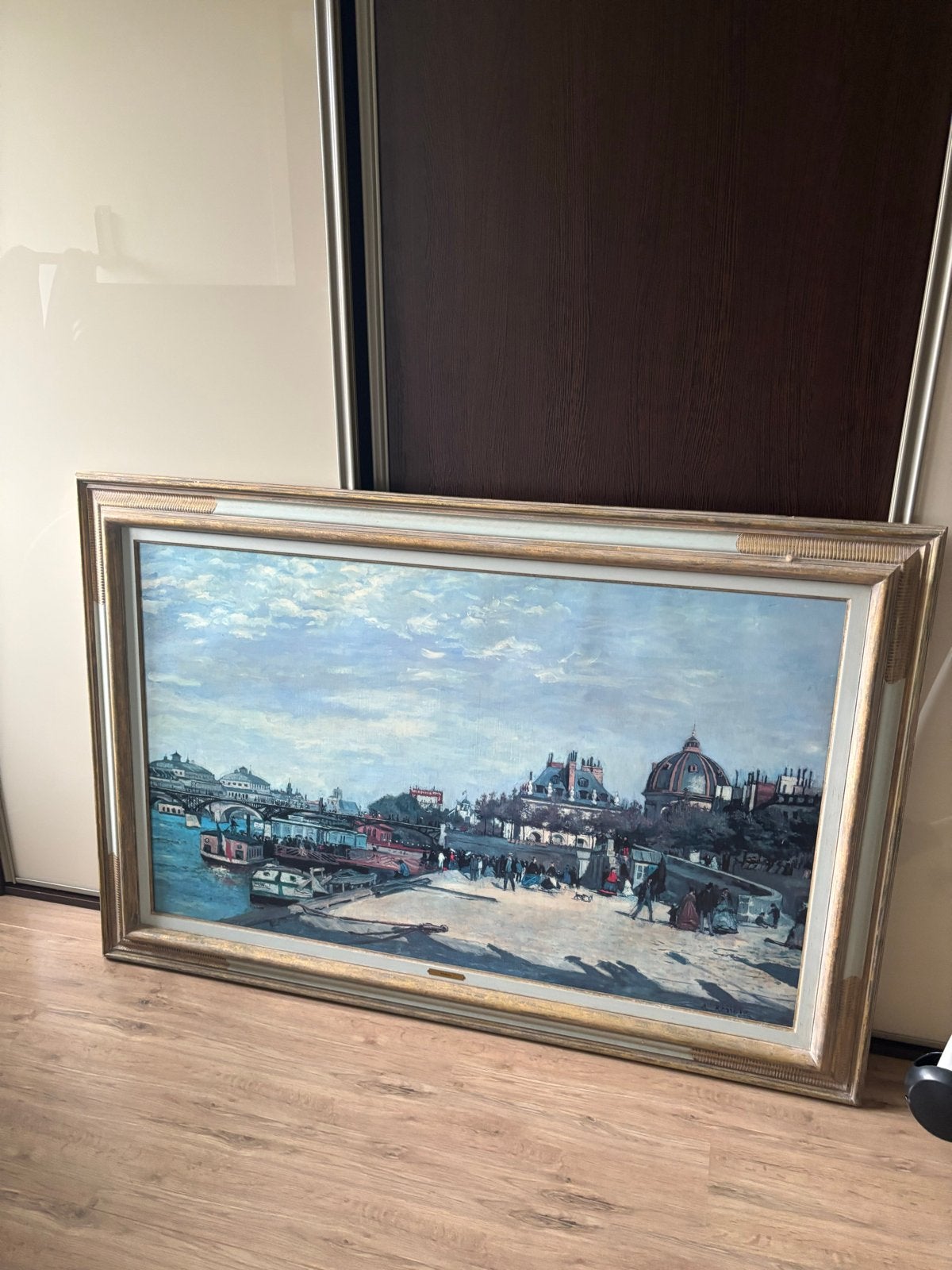 Schilderij Parijs stadsgezicht, olieverf op doek, Ophalen, Doek, Impressionistisch, Handgeschilderd