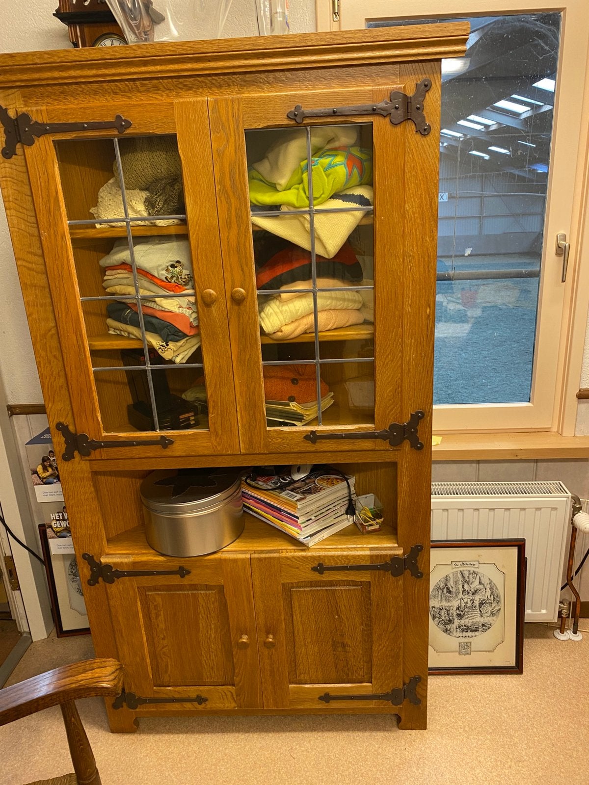 Eiken hoekkast van geloogd massief eiken ., Huis en Inrichting, Ophalen, 50 tot 100 cm, Zo goed als nieuw, 150 tot 200 cm