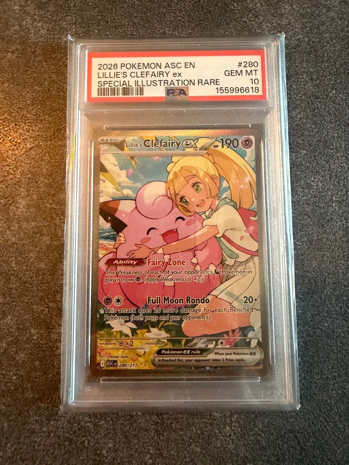 Lillie's Clefairy 280 Pokémon Ascended Heroes Graded PSA 10, Ophalen of Verzenden, Zo goed als nieuw