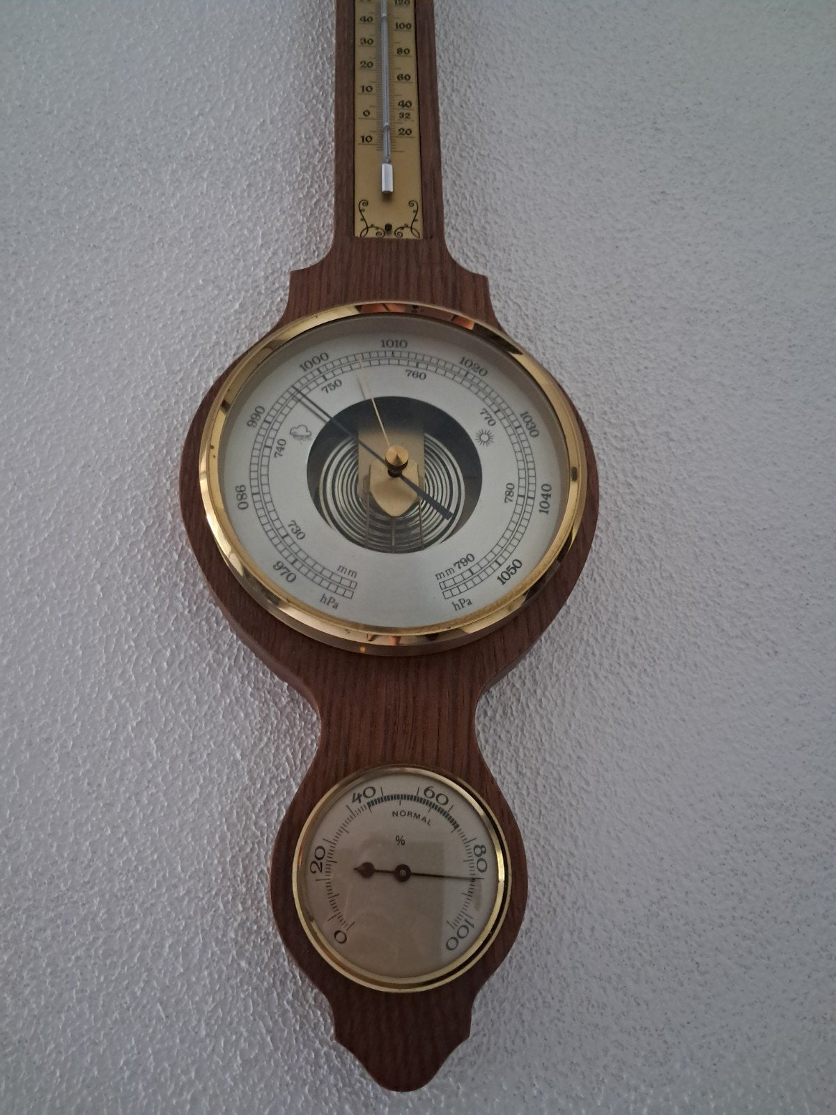 Vintage Barometer met Thermometer en Hygrometer, Ophalen, Gebruikt, Weerstation