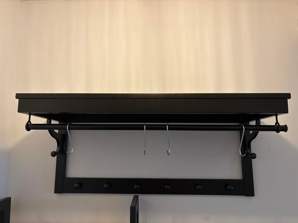 Zwarte kapstok met hoedenplank en extra jashaken, Huis en Inrichting, Kasten | Boekenkasten, Ophalen, Met plank(en), 50 tot 100 cm