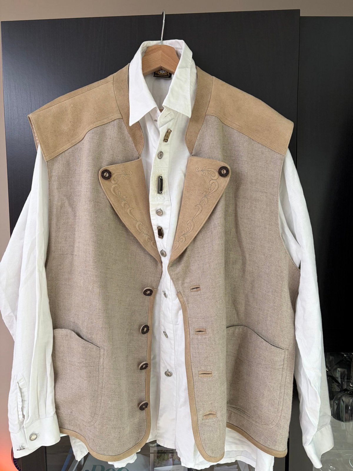 Tiroler Trachten Set: Hemd (XL) & Linnen Vest (58), Ophalen of Verzenden, Gedragen