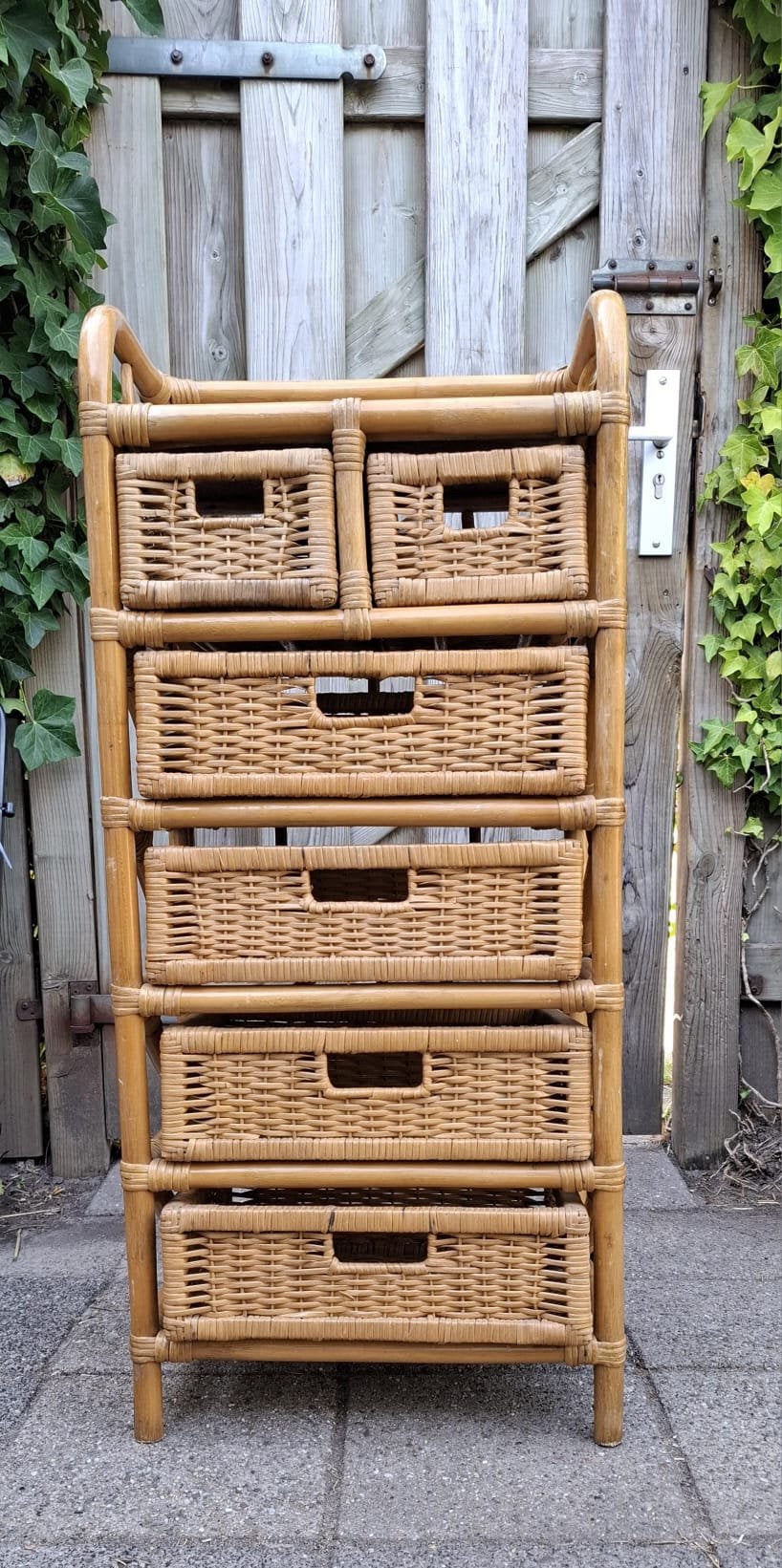Rotan vintage ladekast ladekastje kastje, Huis en Inrichting, Kasten | Ladekasten, Ophalen, Overige materialen, Gebruikt, 5 laden of meer