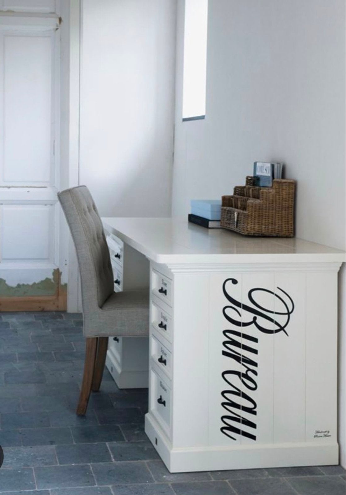 Riviera Maison Stijlvol wit bureau met lades en opbergruimte, Ophalen, Overige typen, Zo goed als nieuw, Overige merken