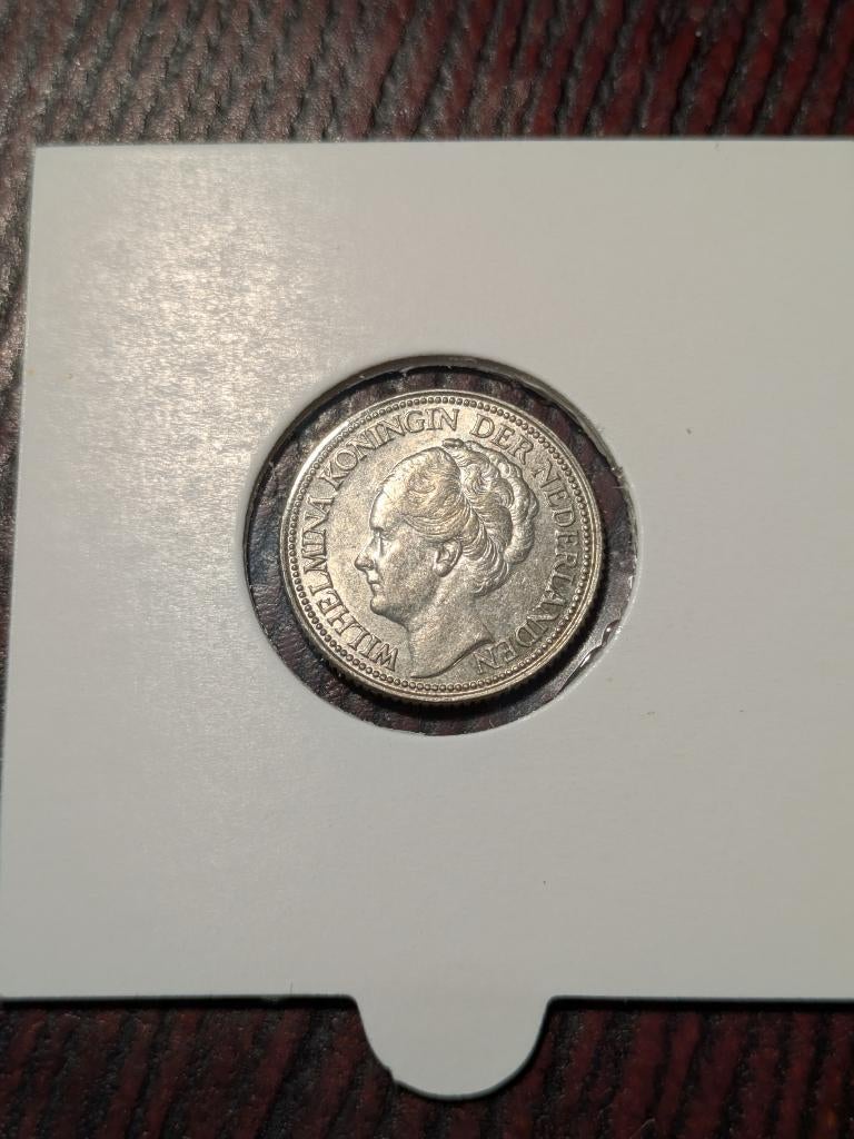 Zilveren Kwartje 1941 Wilhelmina - Kwaliteit: Prachtig (Pr), Zilver, 25 cent, Ophalen of Verzenden, Koningin Wilhelmina