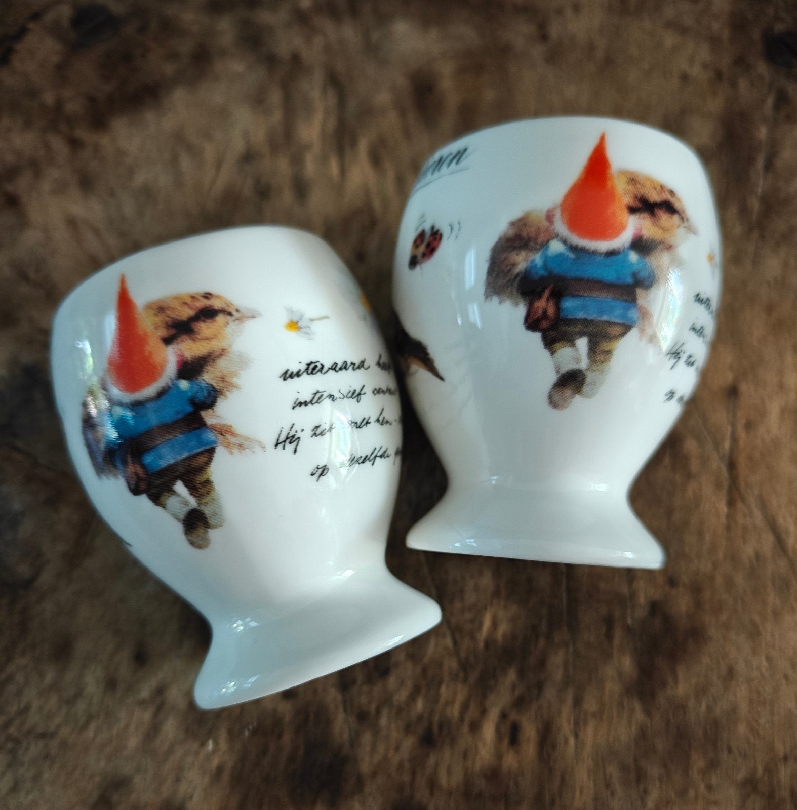 Rien Poortvliet David de kabouter 2 eierdoppen, Ophalen of Verzenden, Zo goed als nieuw, Overige stijlen