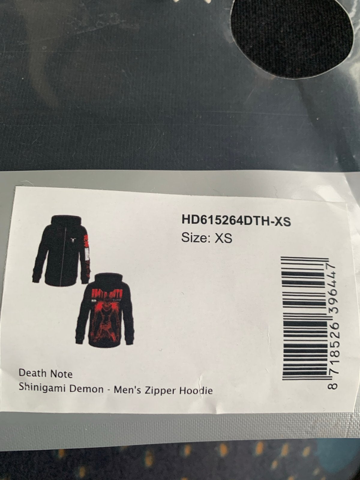 Death Note Shinigami Demon Heren Zipper Hoodie XS Nieuw, Ophalen of Verzenden, Nieuw