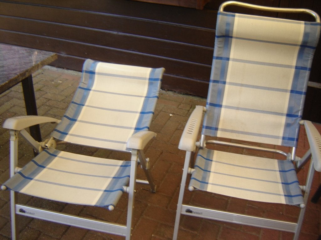 te koop 2 stuks  aluminium Dukdalf camping stoelen, Ophalen, Zo goed als nieuw, Campingstoel